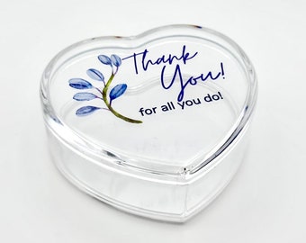 Thank You Gift Heart Shaped Jewelry Box Personalized Gift for hostess, friend, teacher, mother, bridesmaid gift