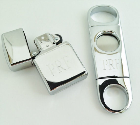 Monogram Cigar Cutter And Zippo Lighter Sets Father of the Etsy