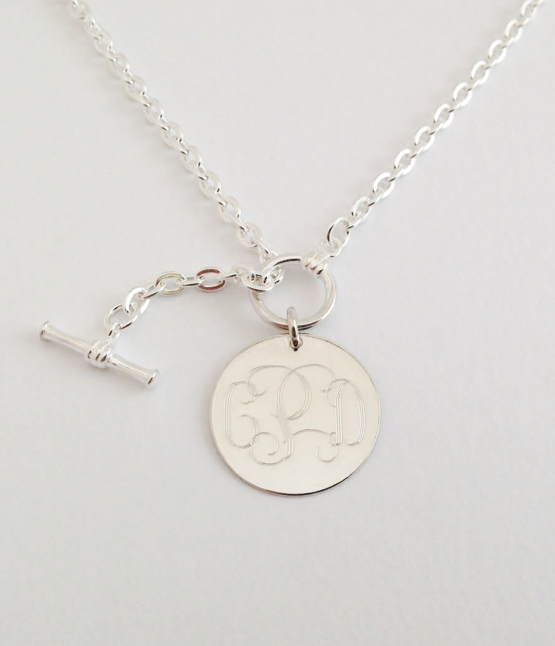 Monogram Toggle Necklace Sterling Silver Necklace Front Toggle Etsy