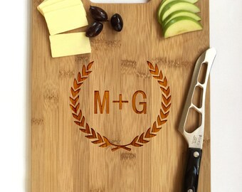 Engagement Cutting Board, Personalized Cutting Board Wedding Gift, Monogram Cutting Board, Custom Cutting Board Wedding