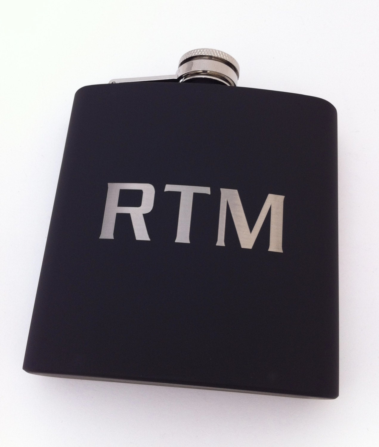 Matte Black Flask Personalized Engraved With Monogram Gifts | Etsy