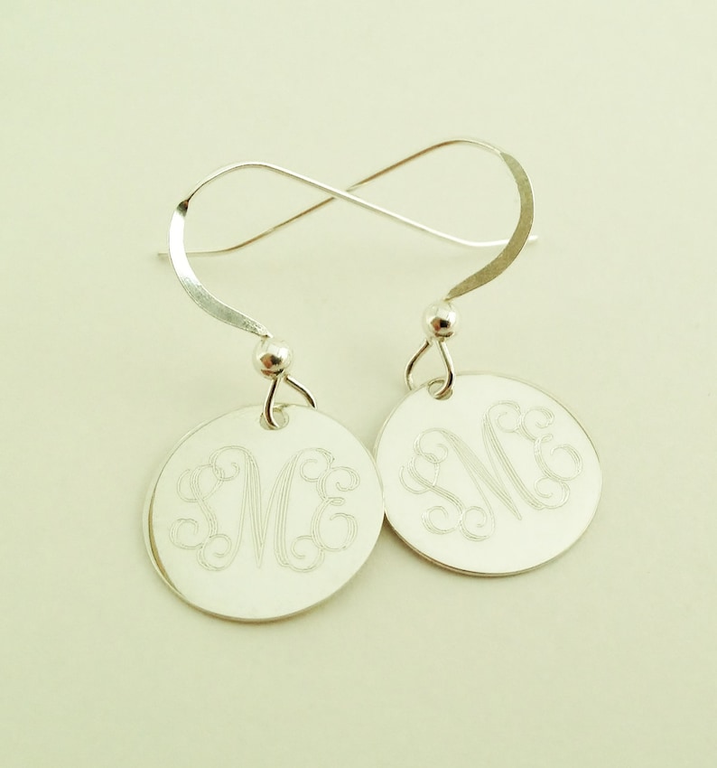 Monogrammed Earrings in Sterling Silver for Bridesmaids Etsy