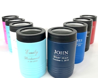 Stainless Steel Can Cooler, Metal Can Cooler Beverage Holder for Cans or Bottles,Monogram Can Holder, Personalized Can Holder Groomsmen Gift