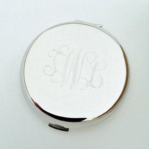 Monogram Compact Mirror Two Sides Engraved for Bridesmaids, Christmas, Mothers image 5
