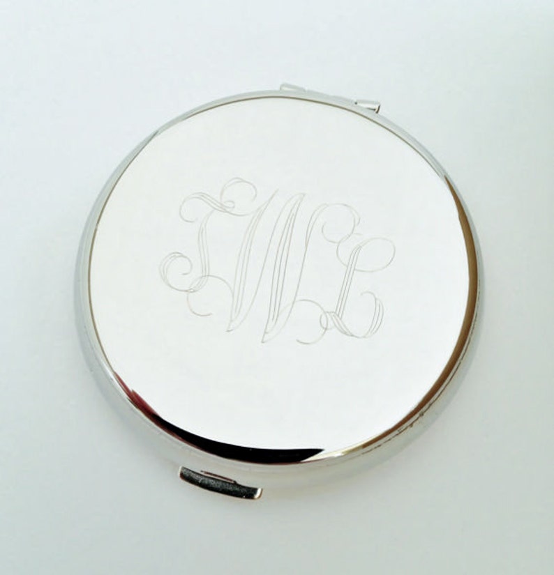 Monogram Compact Mirror Two Sides Engraved for Bridesmaids, Christmas, Mothers image 5