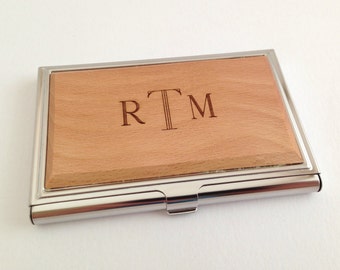 Personalized Coworker Gift, Business Card Holder Wood, Business Card Case Wood, Going Away Gift