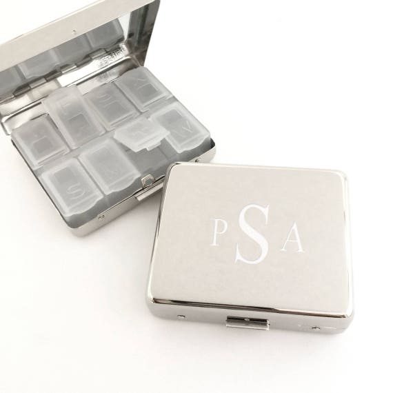 Monogram Pill Box Personalized Pill Box 7 Day Pill Box Etsy