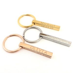 Porte-clés personnalisé en acier inoxydable graver jusqu’à quatre côtés, porte-clés personnalisé Sweet Sixteen Present, porte-clés monogramme argenté