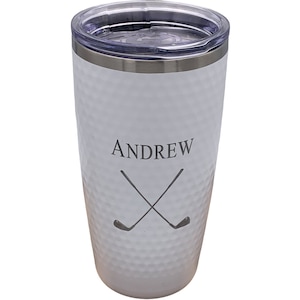 20oz Personalized Golf Ball Dimpled Tumbler Gift for Golfer Dad Double Wall Insulated Car Cup with Custom Engraving