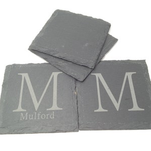 Monogram Coasters Slate Coasters Personalized and Engraved with Name or Monogram image 2