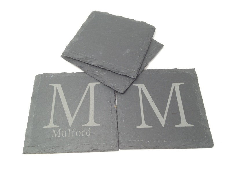 Monogram Coasters Slate Coasters Personalized and Engraved with Name or Monogram image 2