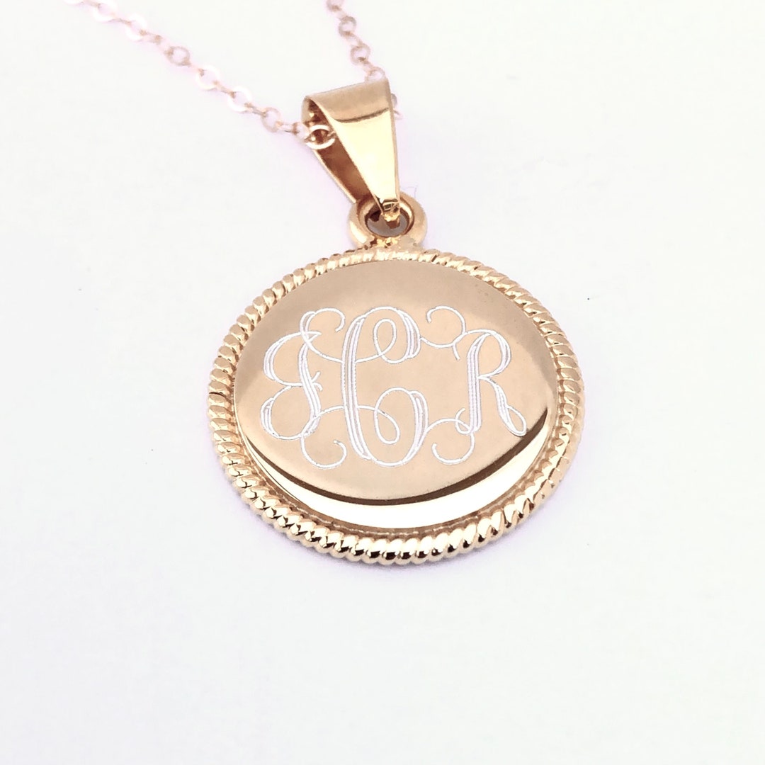 Gold Nautical Rope Monogrammed Necklace in Gold Plating Over Sterling ...