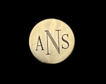 Lapel Pin Monogrammed Custom Engraved - Round Monogram Personalized Stainless Steel Silver or Gold