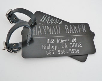 Black Custom Luggage Tags - Set of Two