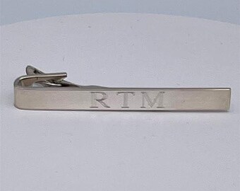Sterling Silver Tie Clip Bar Personalized- Monogram Engraving Included Husband Groom Groosman