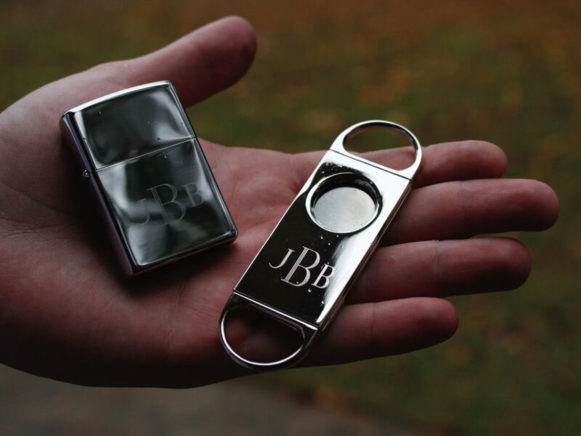 Monogram Cigar Cutter And Zippo Lighter Sets Father of the Etsy