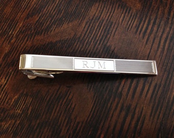 Sterling Silver Tie Clip Bar Personalized- Monogram Engraving Included