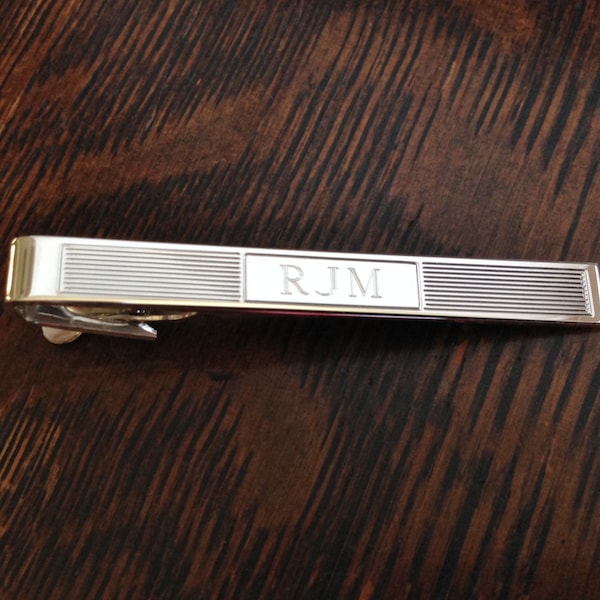 Sterling Silver Tie Clip Bar Personalized- Monogram Engraving Included