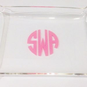 Acrylic Monogram Tray, Monogram Jewelry Dish, Acrylic Jewelry Tray, Personalized Ring Dish 3 Sizes Available