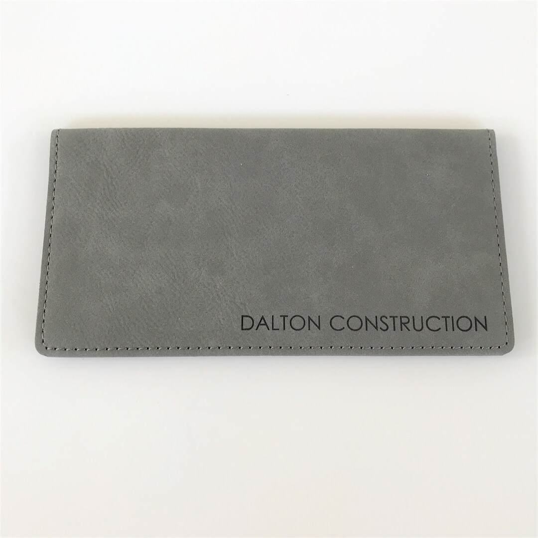 Business Checkbook Cover Personalized in Faux Leather for Men