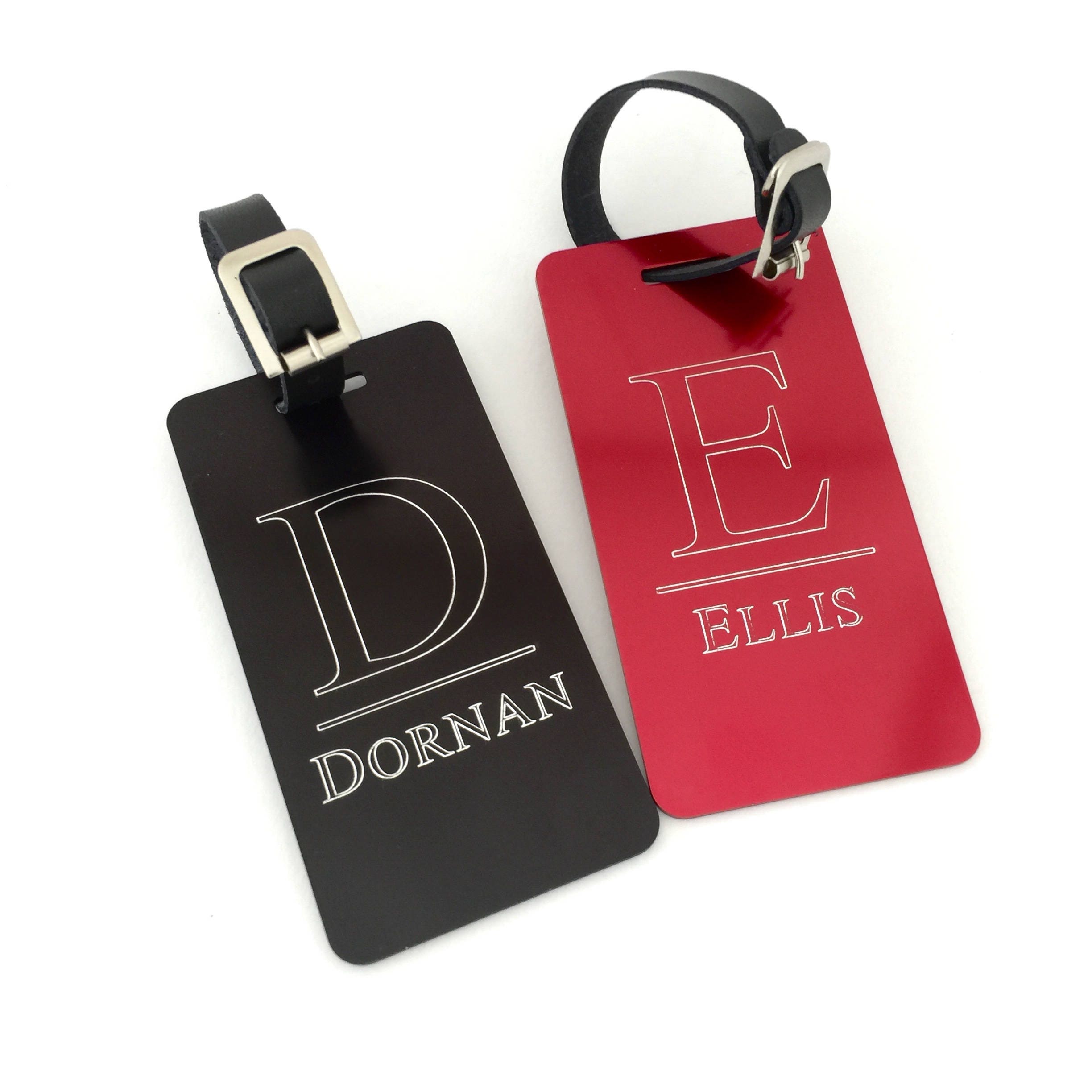 Monogram Metal Luggage Tags Set of 2 in Your Choice of Colors Etsy