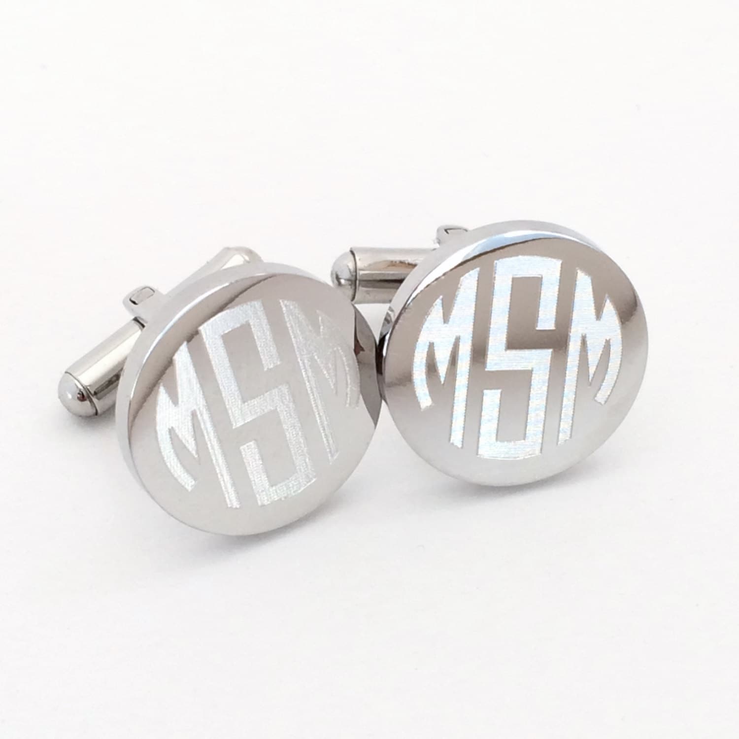 monogrammed cufflinks and tie clip