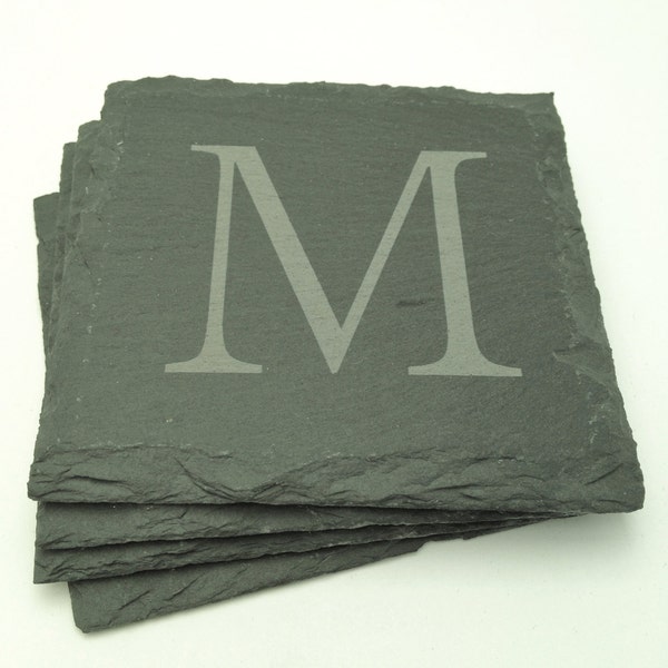 Monogram Coasters- Slate Coasters Personalized and Engraved with Name or Monogram