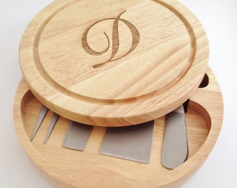 Housewarming Gift - Personalized Cutting Board with Tools Monogrammed Engraved for New Home Wedding