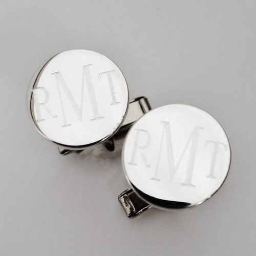 Sterling Silver Cufflinks Monogram Square Mens Cufflinks Etsy