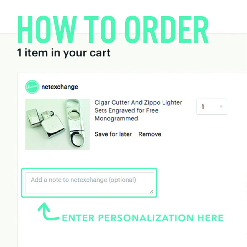 May include: A silver cigar cutter and Zippo lighter set with the text "Cigar Cutter And Zippo Lighter Sets Engraved for Free Monogrammed" and "Save for later Remove" on a white background.
