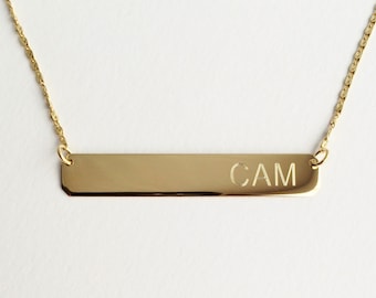 Collar de barra con monograma chapado en oro Collar de barra pequeña para mujer o regalo de dama de honor