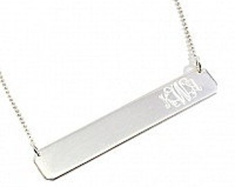 Sterling Silver Nameplate Necklace Monogrammed Tiny Bar Necklace for Women or Bridesmaid Present