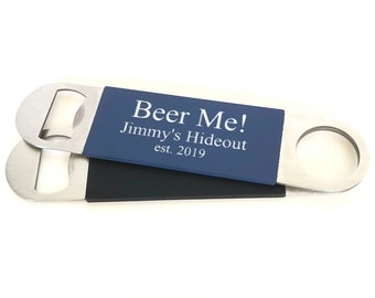 Custom Bottle Opener - Laser Bartenders Bottle Opener with Your Text - Wedding Bottle Opener Man Cave Gift Bar Gift