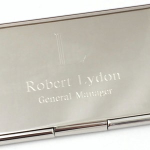 Business Card Case with Polished or Brushed Satin Finish Personalized Business Card Holder, Gifts Under 20 image 1