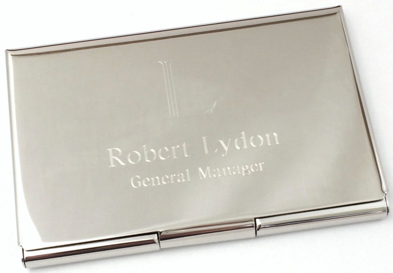 Business Card Case with Polished or Brushed Satin Finish Personalized Business Card Holder, Gifts Under 20 image 1