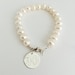 Monogram Freshwater Pearl Bracelet with Sterling Silver for Bridal Bridesmaid Present 