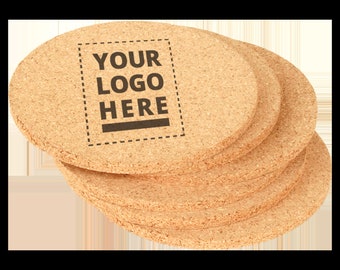 Personalized Custom Logo Cork Coasters with Your Logo or Custom Message Set of 6 - Personalized and Permanently Engraved