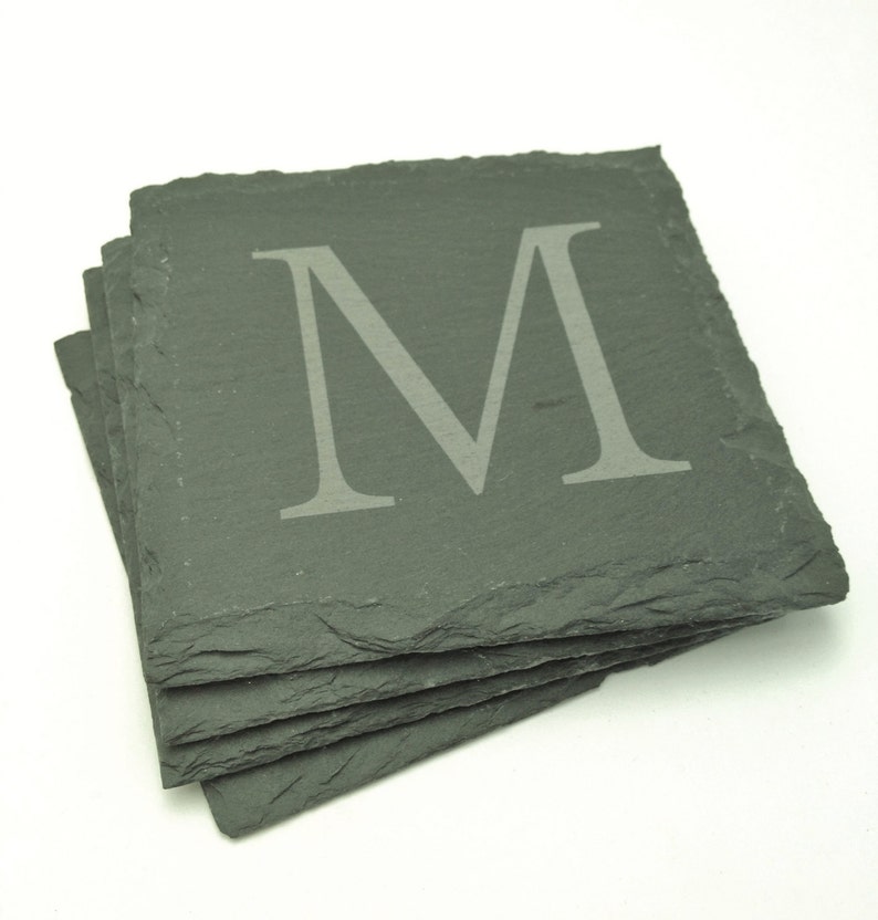 Monogram Coasters Slate Coasters Personalized and Engraved with Name or Monogram image 6