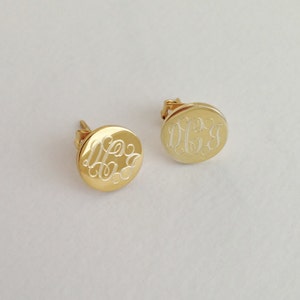 Gold Monogram Stud Earrings Personalized Jewelry for Christmas Gift