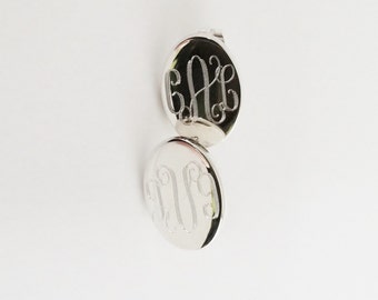 Graduation Present Monogrammed Earrings Oval in Sterling Silver