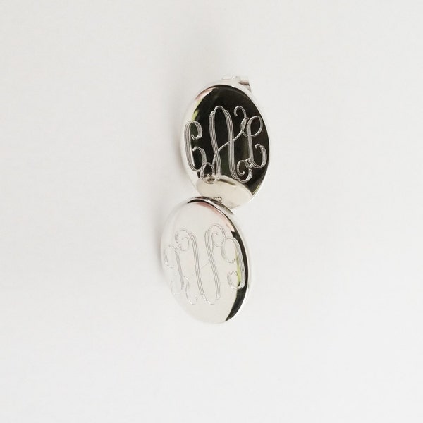 Graduation Present Monogrammed Earrings Oval in Sterling Silver