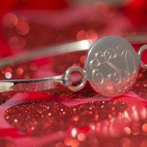 Present for Her Monogram Bangle Bracelet in Sterling Silver - Personalized Jewelry for Women Girls