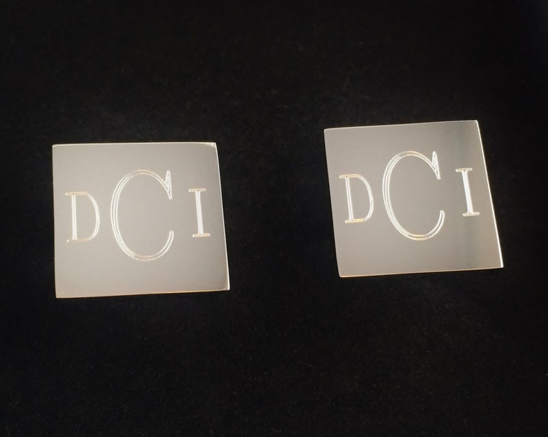 Custom Cufflinks in Stainless Steel Square Monogram Initials Engraved image 6