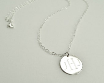 Monogram Necklace in Sterling Silver for Women or Bridesmaid Present