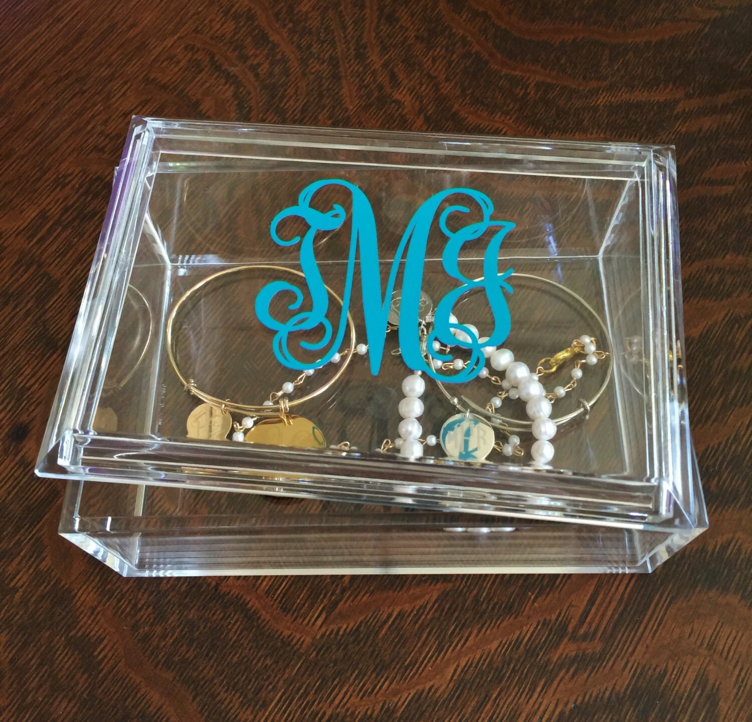 Acrylic Jewelry Box Personalized Monogram Jewelry Box Etsy