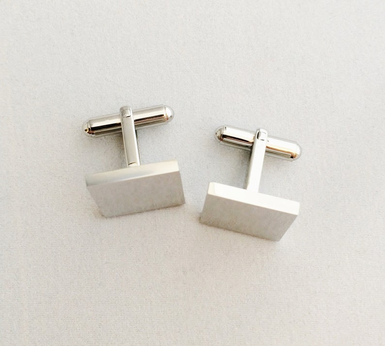 Custom Cufflinks in Stainless Steel Square Monogram Initials Engraved image 2