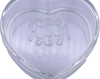 Monogram Acrylic Heart Box Personalized Gift Jewelry Trinket Box Custom Engraved