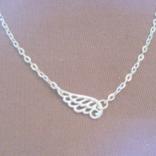 Angel Wing Necklace, Angel Necklace, Choker Necklace, Silver Layering Necklace, Spacer Necklace, Gift For Her, Angel Wings, Sister Jewelry