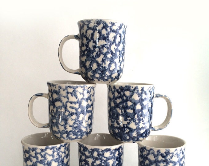 Tienshan Folk Craft Blue Navy Animals Sponge Ware Mugs Cups Etsy