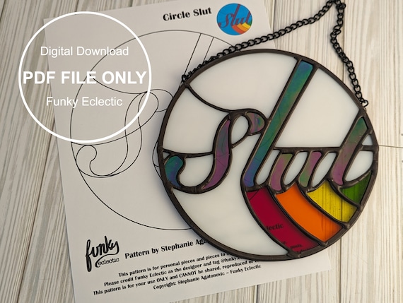 Stained Glass DIY Pattern, Circle Rainbow Slut, Funny Adult